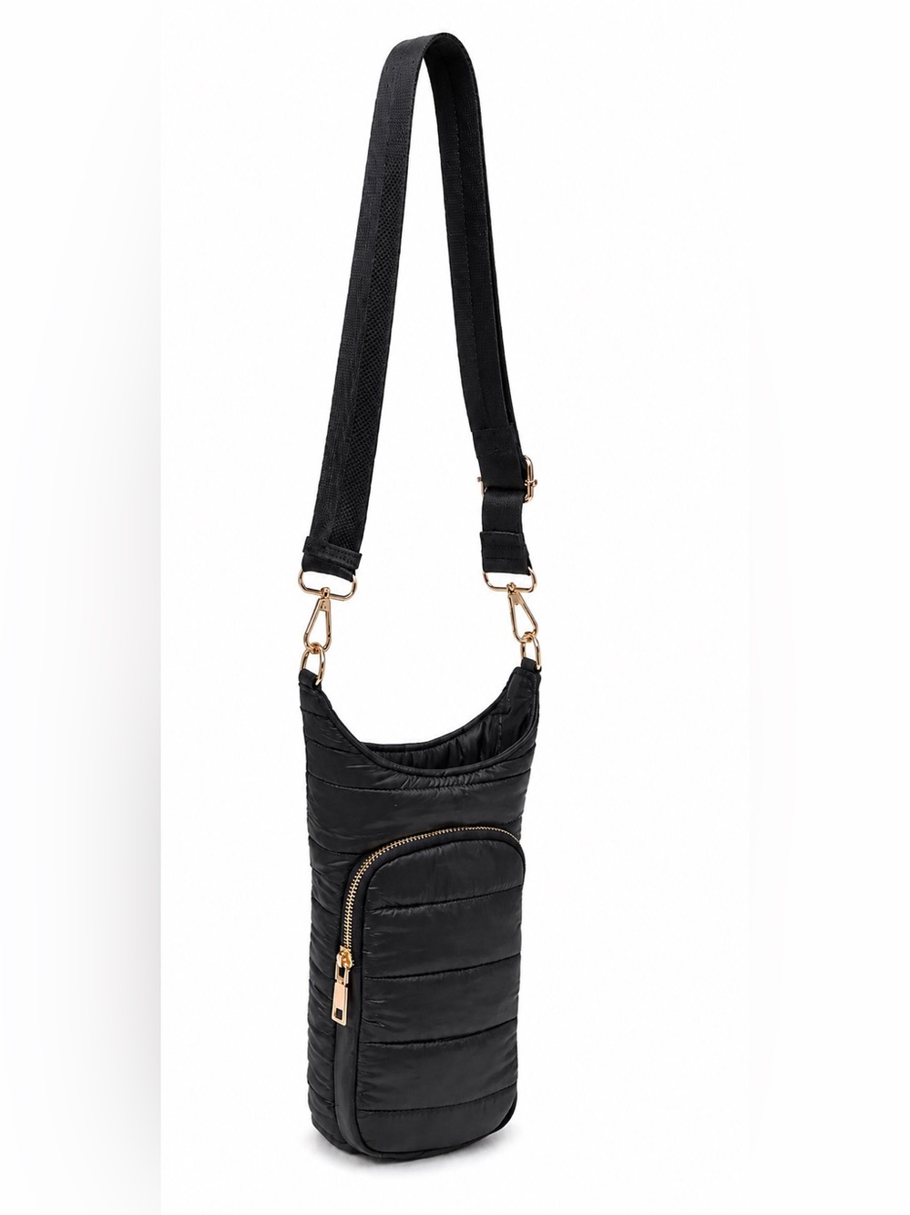 Urban Expressions Jace Water Bottle Nylon Puffer Crossbody Bag w/ Gold Hardware